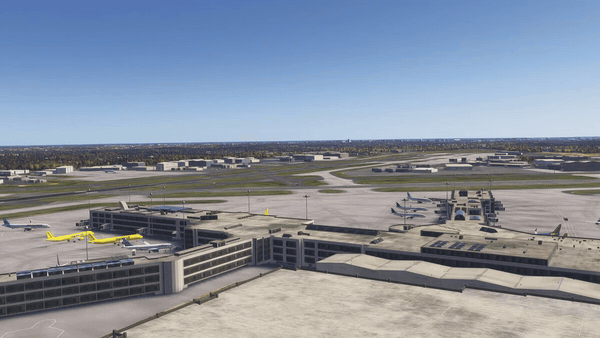 From the tower, the camera turns to a departing A321neo and follows it into the climb