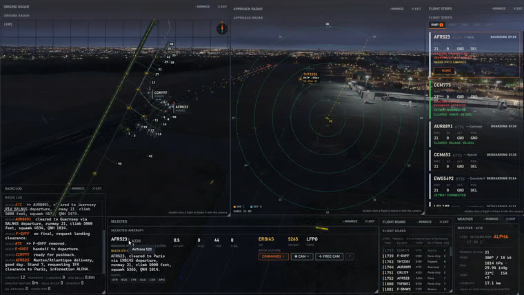 The selected aircraft panel showing an IFR clearance with the departure, runway, climb and squawk.