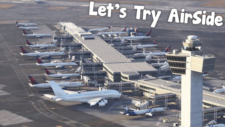 A terminal pier lined with airliners beside a control tower, with the title of Mateo-Tube's video.